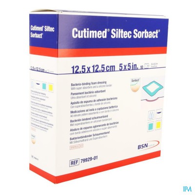 Cutimed Siltec Sorbact Schuimverb 12,5x12,5cm 10