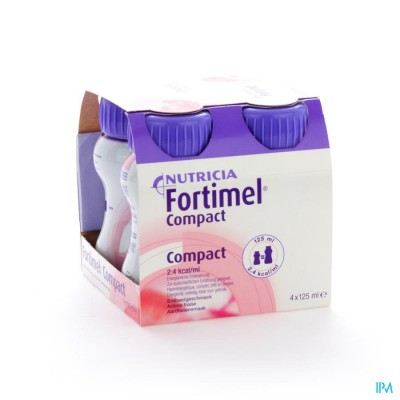 Fortimel Compact Aardbei Flesjes 4x125 ml