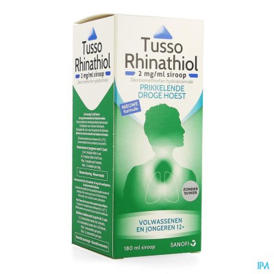 Tusso Rhinathiol 2mg/ml Siroop Volw Z/suiker 180ml