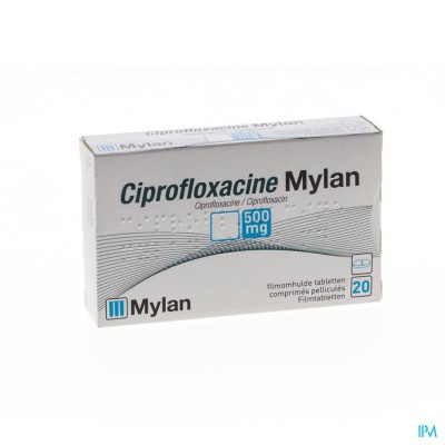 Ciprofloxacine Mylan 500mg Comp 20 X 500mg