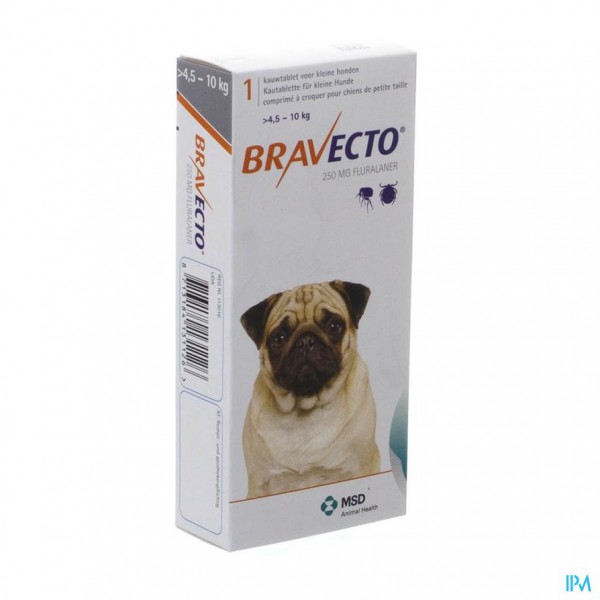 fout Het pad Beschrijving Bravecto Kauwtabletten Hond 1x 250,0mg | Apotheek Maes
